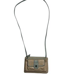 Giani Bernini Straw Bone Natural  Blue Crossbody Bag